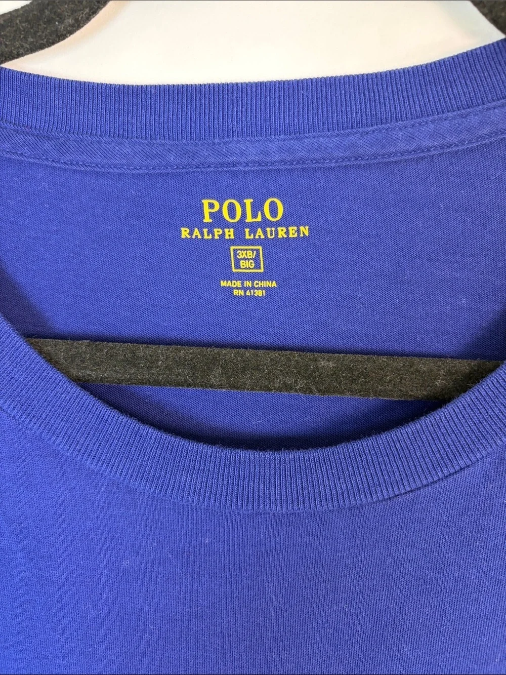 Polo Ralph Lauren Blue Crewneck Pocket Tee with Yellow Pony - 100% Cotton- 3XB